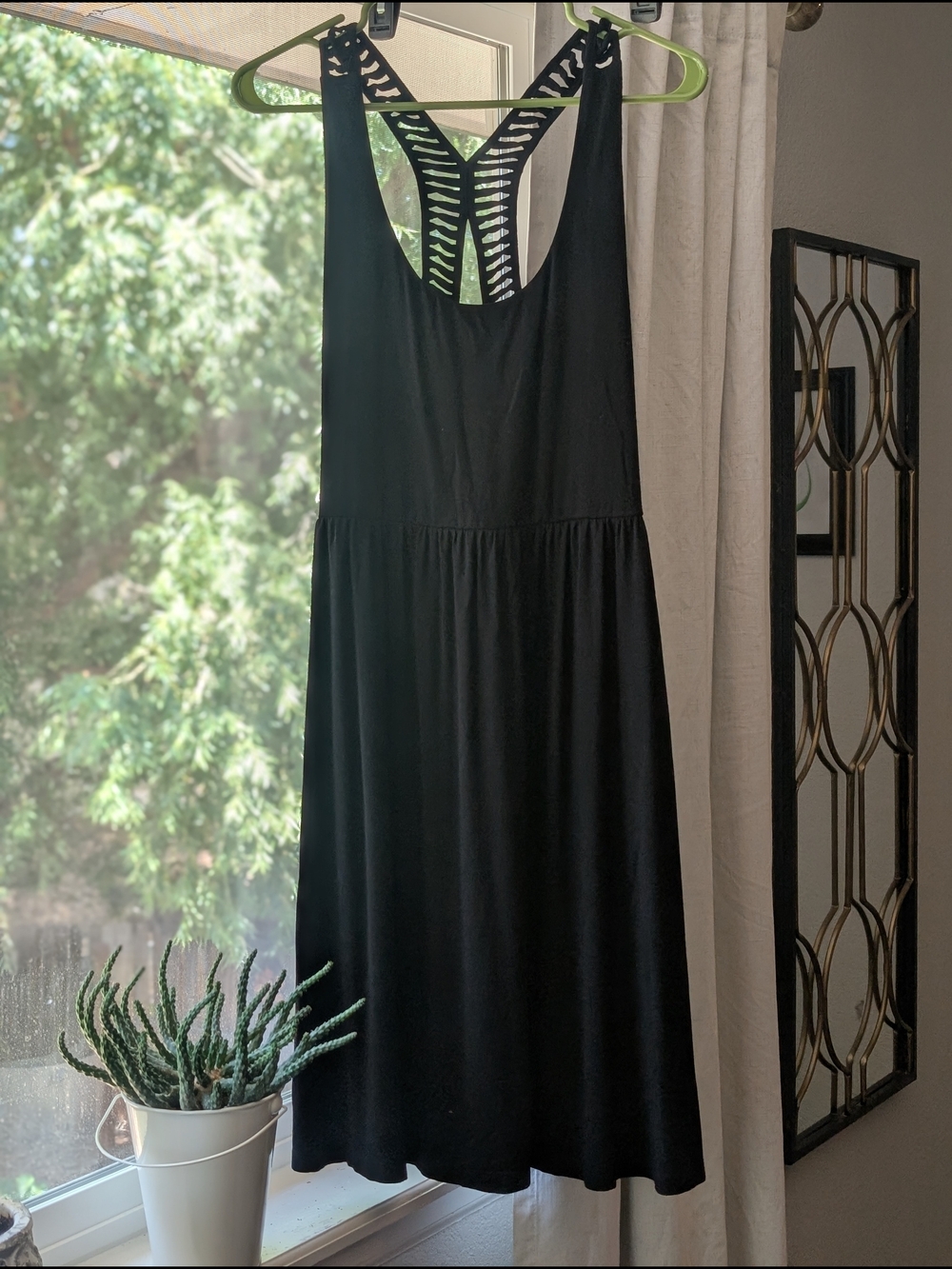 Cynthia Rowley Black Racerback Midi Dress with Cutout Back Detail
